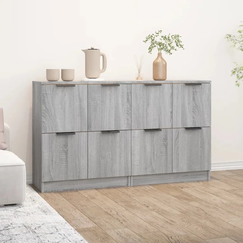 Credenze 2 pz grigio sonoma 60x30x70 cm in legno multistrato