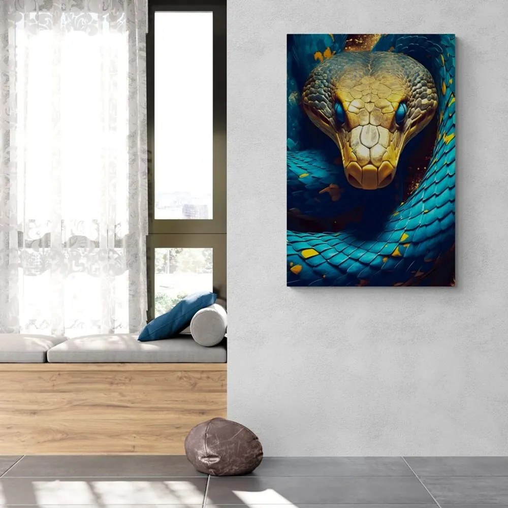 Quadro su tela – Serpente blu-oro