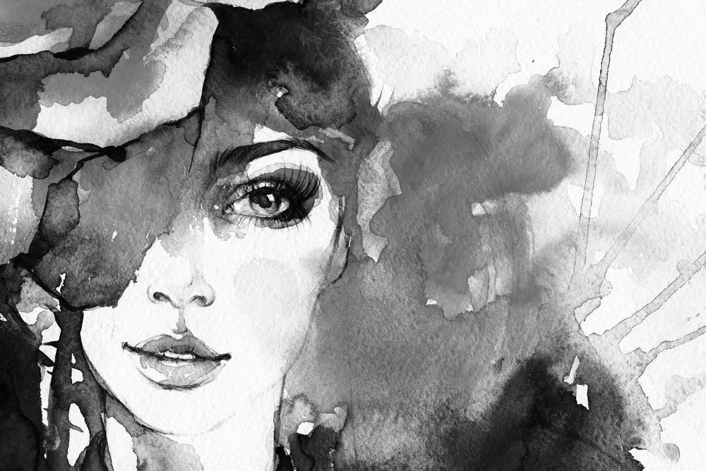 Quadro su tela – Ritratto di donna in bianco e nero