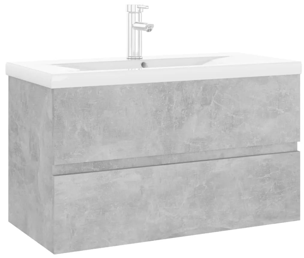 Mobile con lavabo integrato grigio cemento in legno multistrato