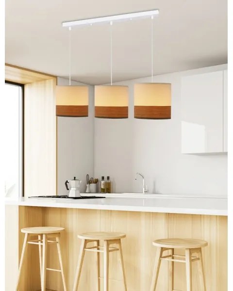 Lampadario a sospensione con filo BIANCO 3xE27/40W/230V bianco/marrone