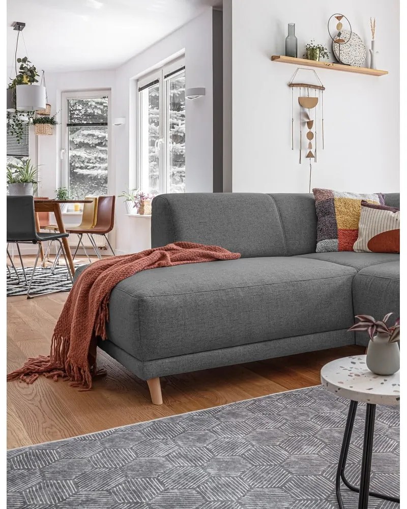 Divano angolare grigio allungabile e con contenitore (penisola a sinistra/a L) Classy Sophie – Miuform