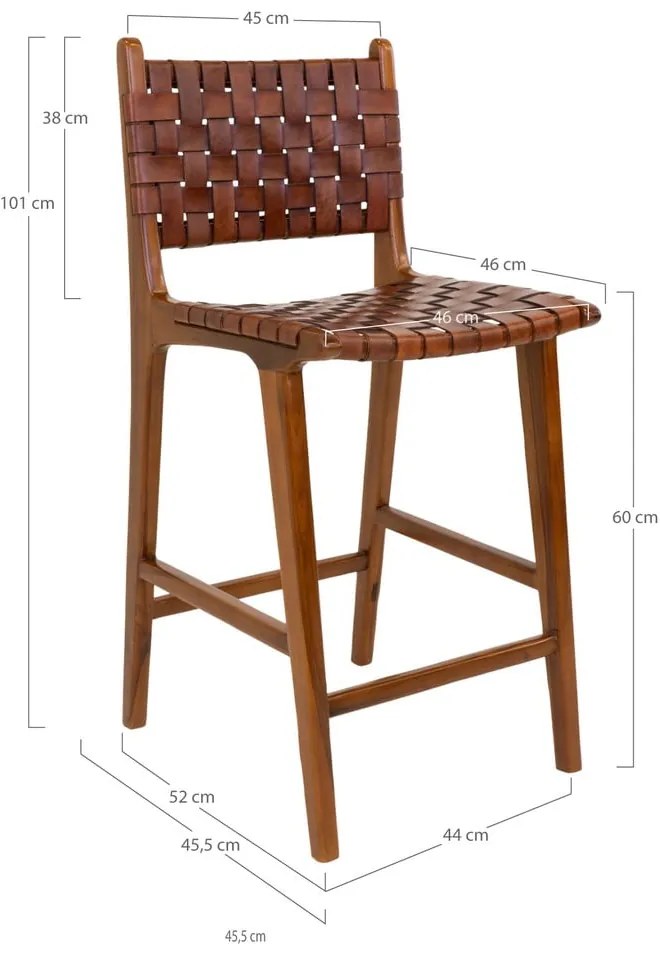 Sgabello da bar in teak marrone 101 cm Perugia - House Nordic