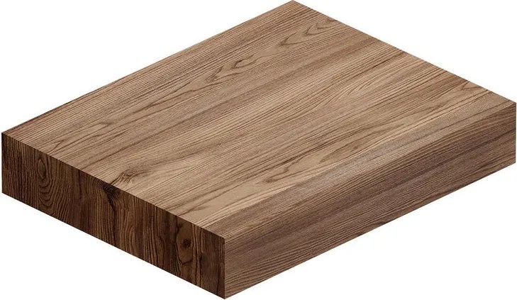Top per lavabo d'appoggio (non forato) L60 H10 P46,5 in MDF noce walnut