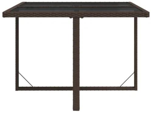 Tavolo da Giardino Marrone 109x107x74 cm in Polyrattan e Vetro