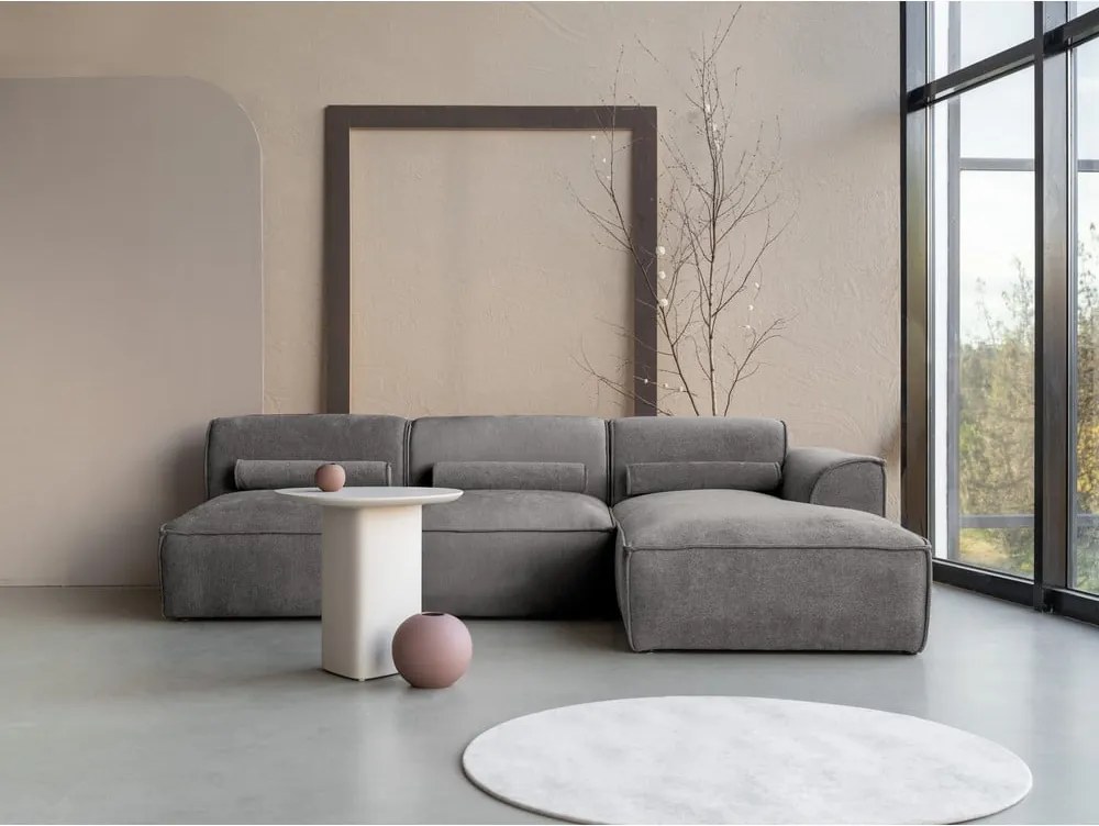 Divano angolare componibile in grigio chiaro (con penisola a destra) Flex Felix – Miuform