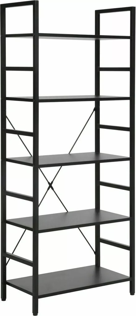 Libreria Loft R5 in metallo e laminato nero – 60x30x146 cm