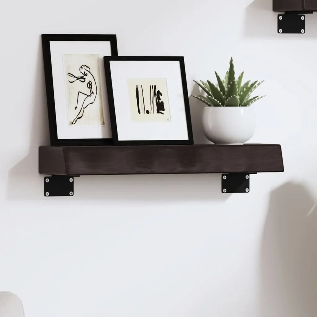 Ripiano Muro Marrone Scuro 40x10x6 Cm Massello Rovere Trattato /