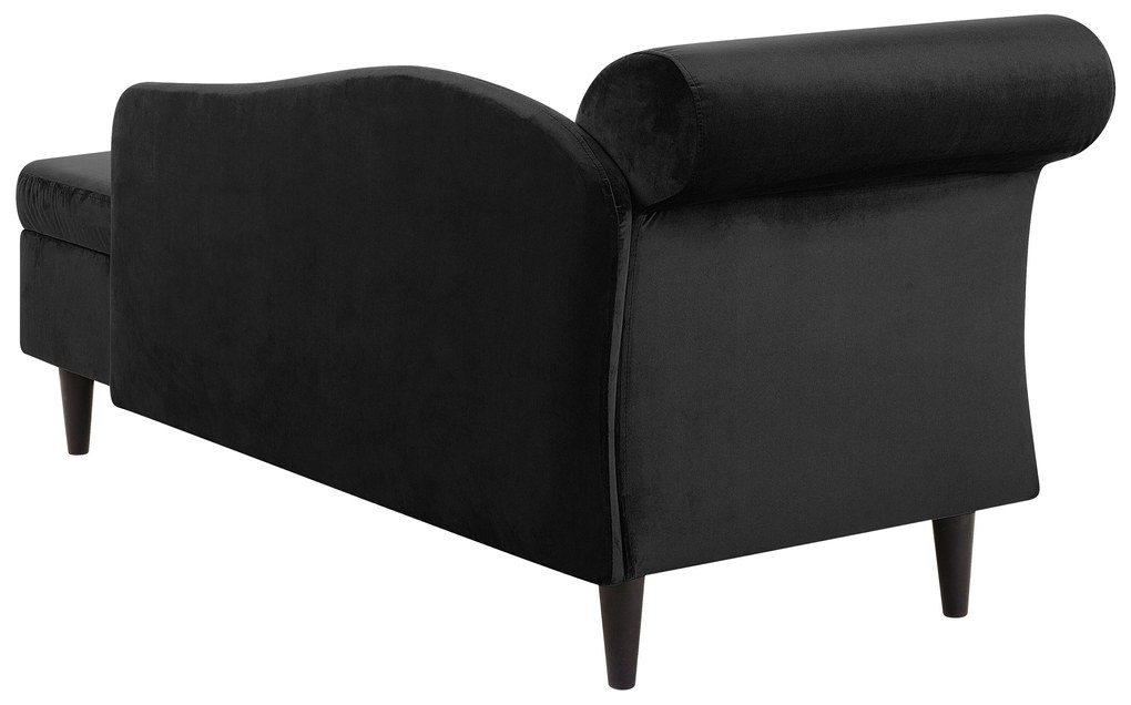 Chaise longue velluto nero e legno scuro lato sinistro LUIRO Beliani