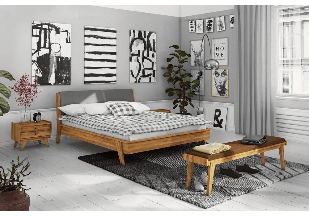 Panchina in rovere con seduta arancione Retro - The Beds