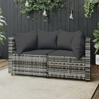 Divani Angolari da Giardino con Cuscini 2pz Polyrattan Grigiocod mxl 130048