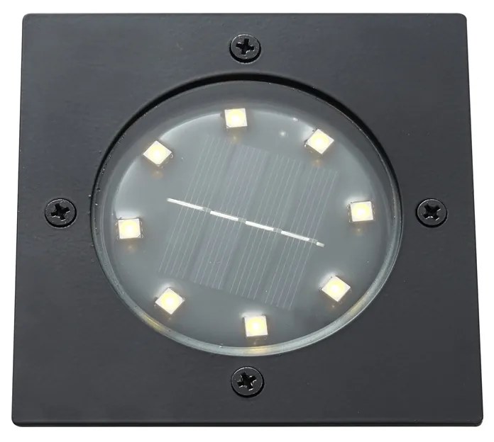 Set di 6 Faretti da incasso a terra quadrati neri con LED IP65 Solari - Terry