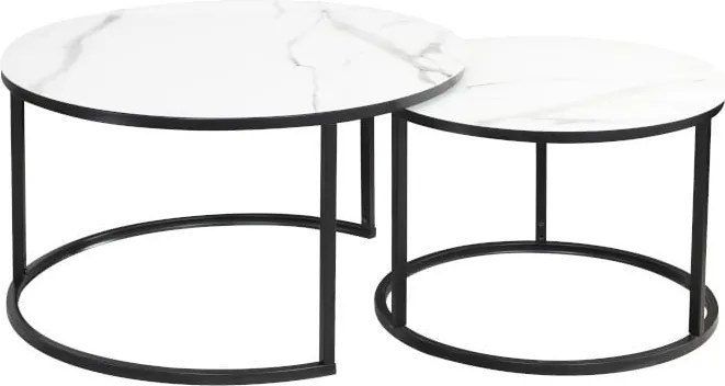 Set di Tavolini da caffè Atlanta C effetto marmo bianco/nero