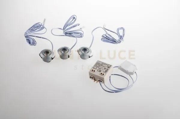 Incasso led asso silver tondo 1,2w 300lm 4000k 3,2x2,2cm kit da 3 p...