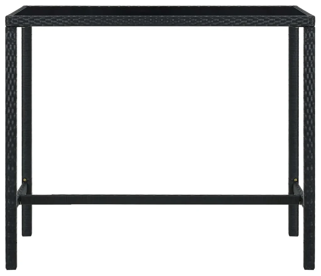 Set bar da giardino 7 pz con cuscini in polyrattan nero