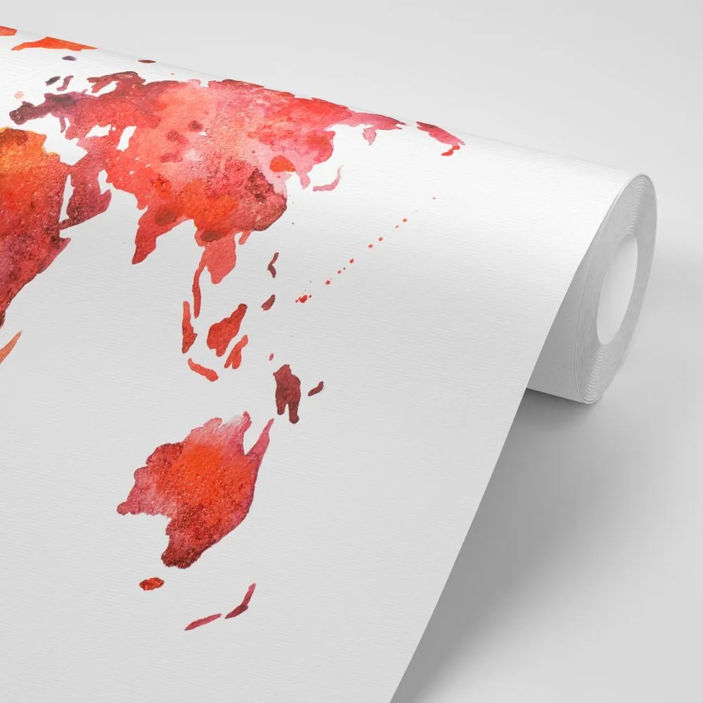 Carta da parati – Continenti in colore rosso