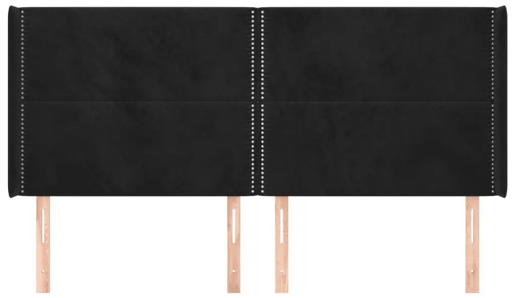 Testiera ad orecchio nera 163x16x118/128 cm in velluto