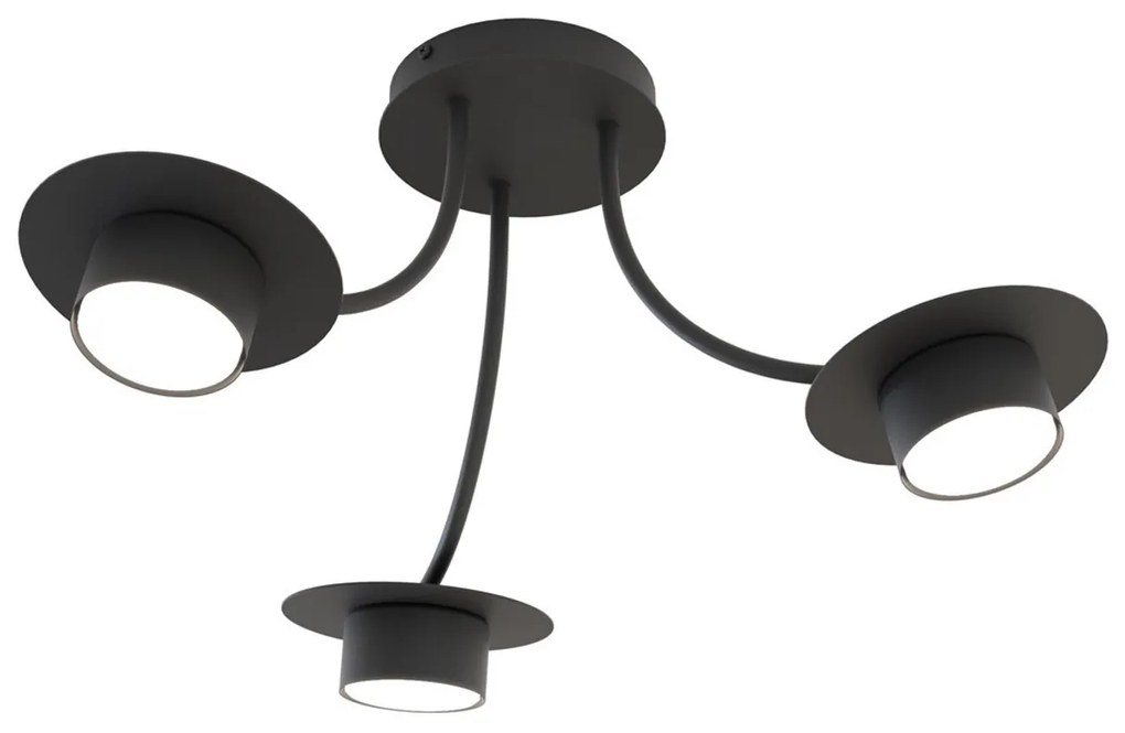 Lampada a soffitto in acciaio ENSO 3 nero da interno 3xGX53