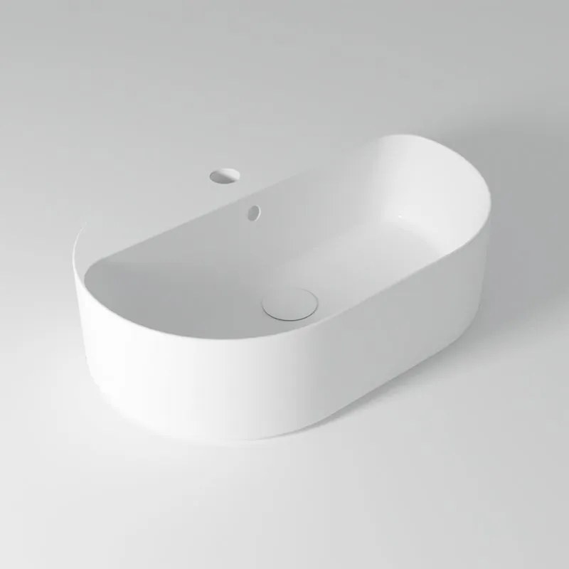 Lavabo da appoggio ovale in ceramica L 60 x P 40 x H 17 cm bianco