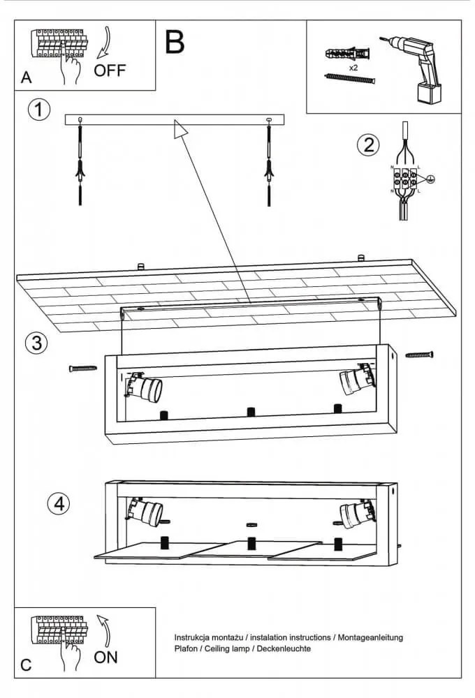 Plafoniera da Soffitto Legno Naturale 2xE27 FENIKS 2 da Interno Colore del corpo Legno