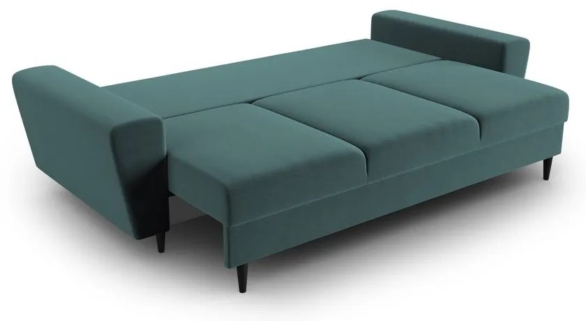 Divano color petrolio allungabile e con contenitore con rivestimento in velluto 235 cm Kyoto – Cosmopolitan Design