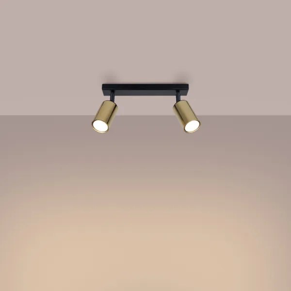 Sollux SL.1383 - Faretto WINX 2xGU10/10W/230V nero/oro