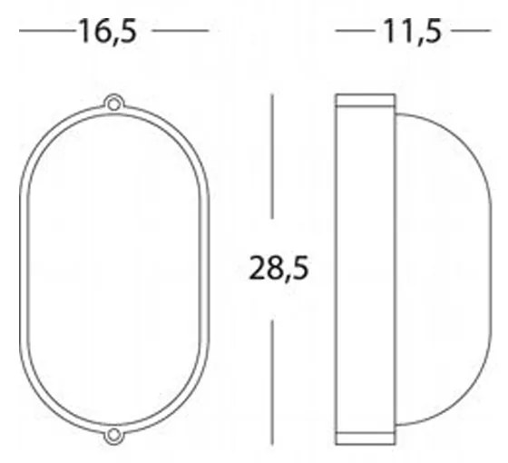 Applique Esterno Grande Industriale Ovale Alluminio E Vetro Bianco 1 Luce E27