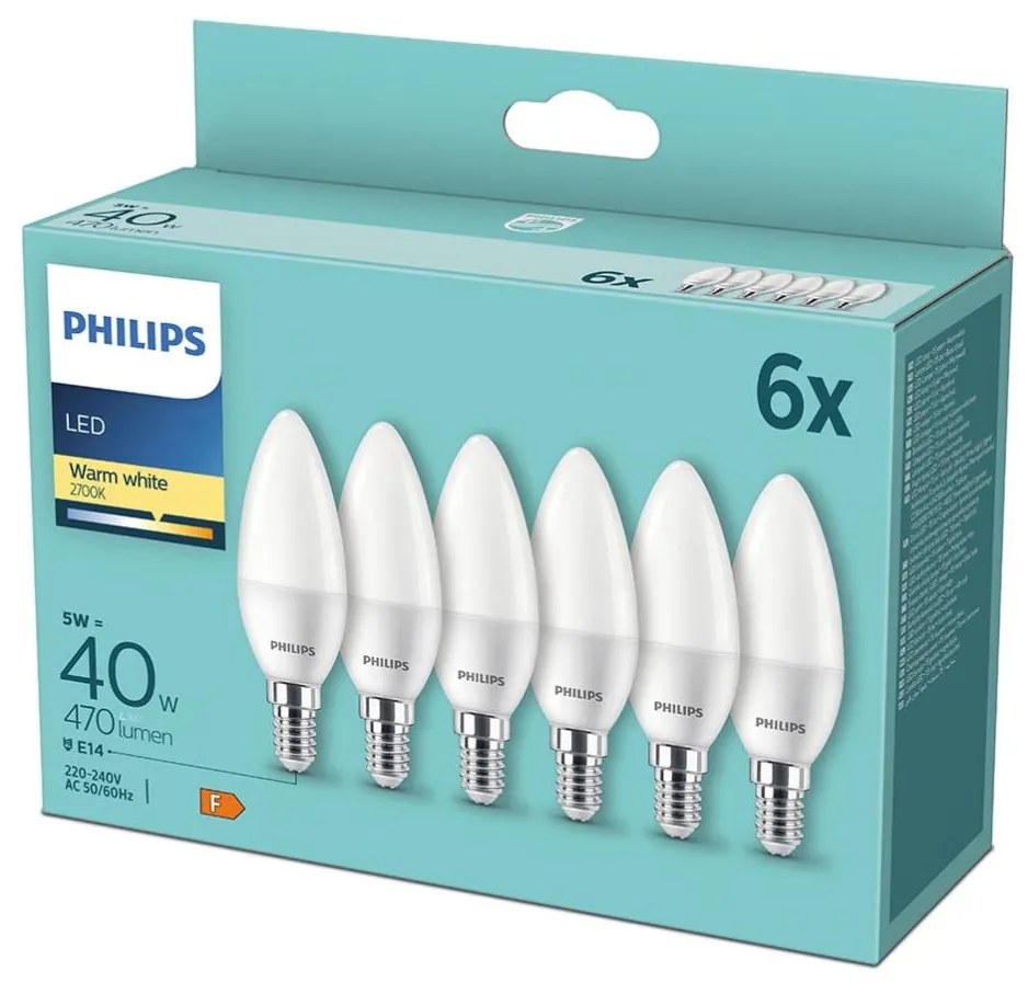 SET 6xLampadine LED Philips B35 E14/5W/230V 2700K
