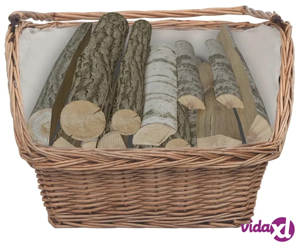 vidaXL Cesta Legna da Ardere con Manico 61,5x46,5x58cm Marrone Salice