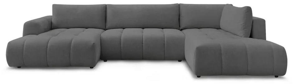Divano angolare grigio scuro allungabile e con contenitore (penisola a destra/a U) Fuji – Bobochic Paris