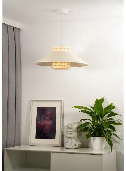 Duolla - Lampadario a sospensione con filo RIO RATTAN 1xE27/15W/230V diametro 45 cm beige/rattan