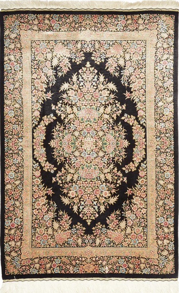 Ghom Tappeto persiano 120x90 Nero (Iran) Annodato A Mano