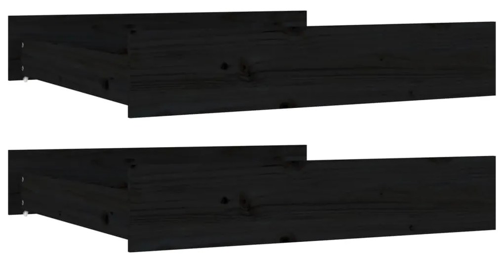 Cassetti per letto 2 pz in legno massello di pino nero
