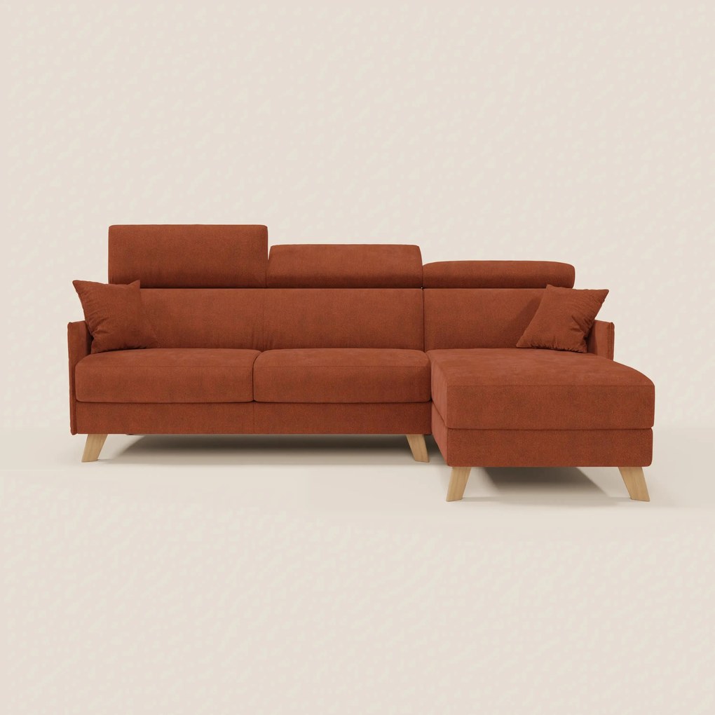 Sole Divano letto matrimoniale angolare con penisola contenitore e poggiatesta reclinabili - tessuto smacchiabile T23