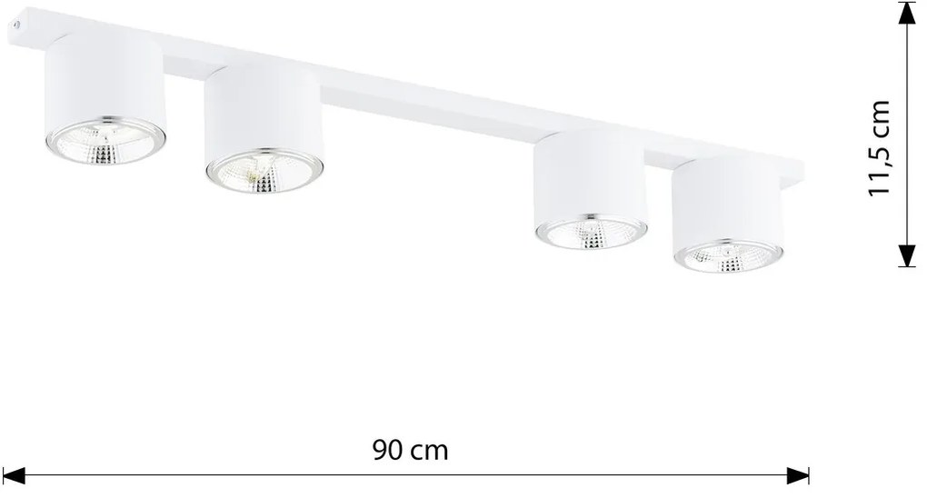 Lampadario da Soffitto in Acciaio AR111 NANO 4 Nero/Bianco 4xAR111