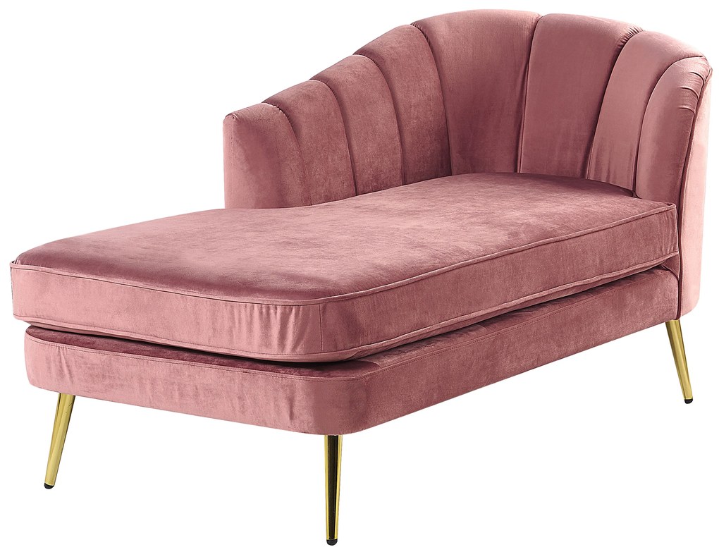 Chaise longue velluto rosa destra ALLIER Beliani