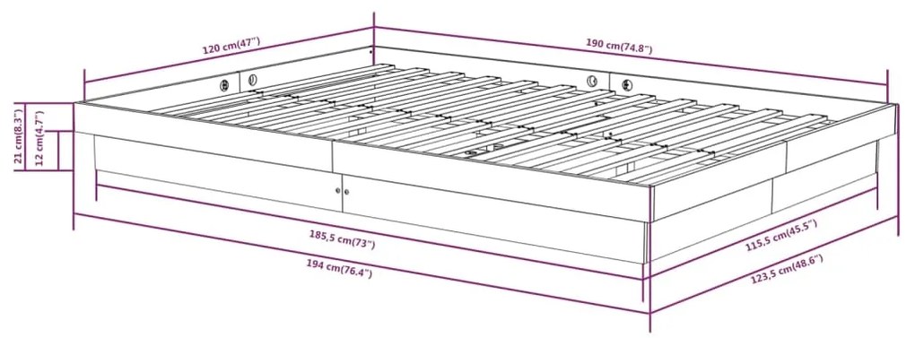 Giroletto in Legno Massello 120x190 cm Small Double