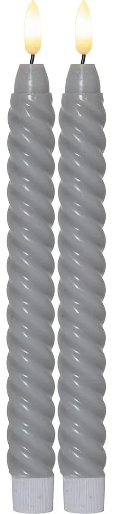 Set di 2 candele LED in cera grigia, altezza 25 cm Flamme Swirl Antique - Star Trading