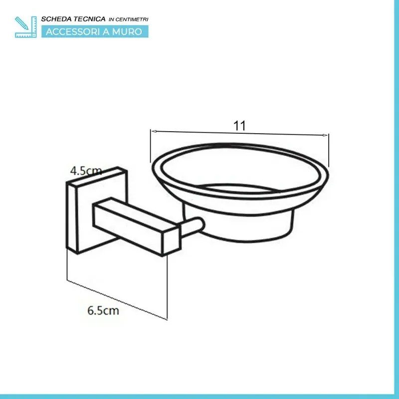 Set accessori a muro 6 pezzi in metallo cromato e viti incluse Rock