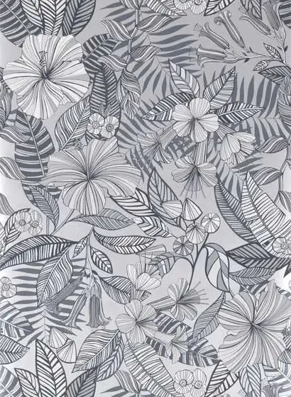 Matthew Williamson Carta da parati Valldemossa - Black/ White/ Silver