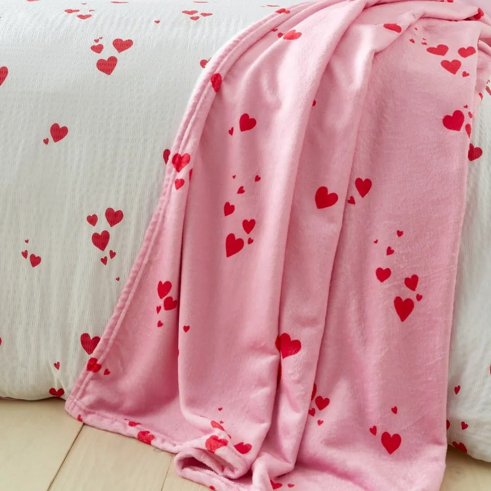 Coperta rosa in vello 200x240 cm Heart – Catherine Lansfield