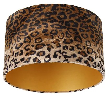 Paralume in velluto con stampa leopardata 35/35/20 interno dorato