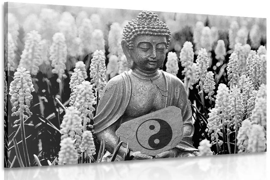 Quadro su tela – Buddha del Jin e Jang in bianco e nero