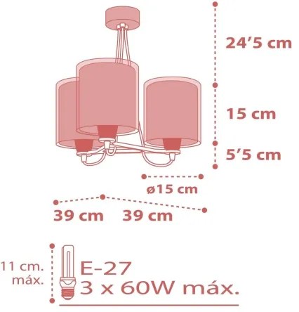 Dalber 41007S - Lampadario per bambini DOTS 3xE27/60W/230V