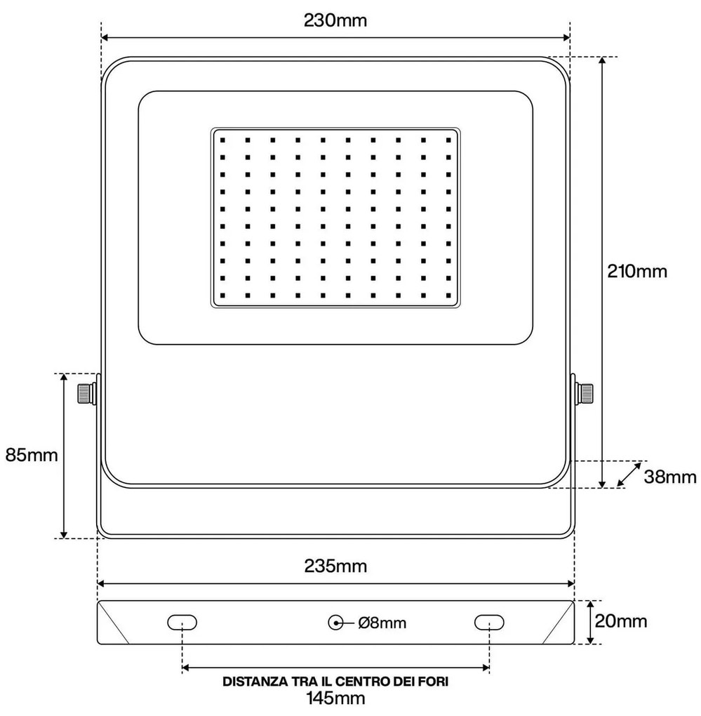 Faro LED 100W IP65 125lm/W - con Osram chip LED Colore Bianco Naturale 4.000K