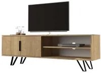 Mobile porta tv rovere con particolari in ghisa 160x35xh.49 cm