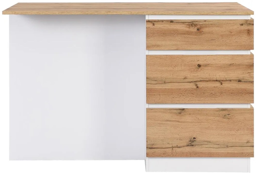 Isola centrale da cucina con 6 cassetti e 4 nicchie in MDF Naturale chiaro e Bianco - POMARELA