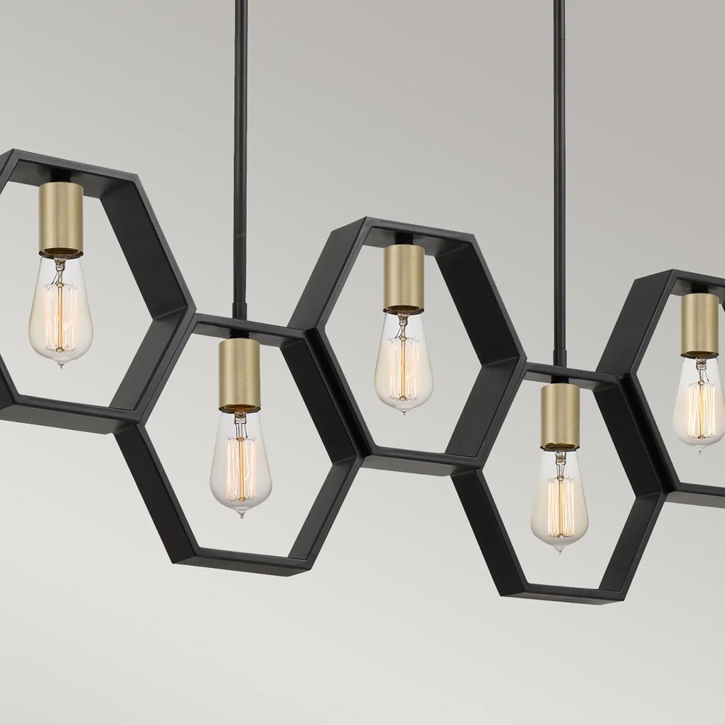 Lampadario Industrial Nordico Bismarck Acciaio Nero Terra 5 Luci E27