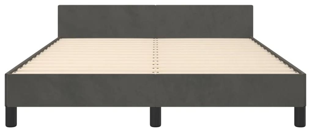 Giroletto con testiera grigio scuro 140x200 cm in velluto