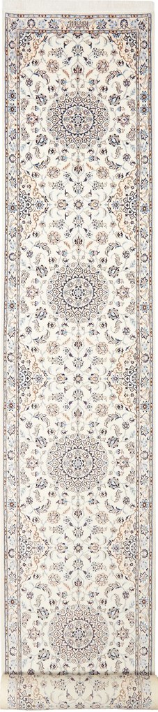 Nain Tappeto persiano 80x600 Beige (Iran) Annodato A Mano
